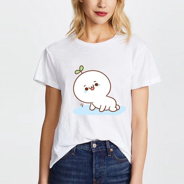 Emotional Kawaii Turnip Cotton Tee-shirt-Enchanted peach