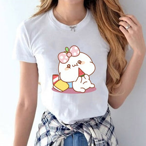 Emotional Kawaii Turnip Cotton Tee-shirt-Enchanted peach