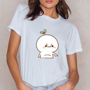 Emotional Kawaii Turnip Cotton Tee-shirt-Enchanted peach