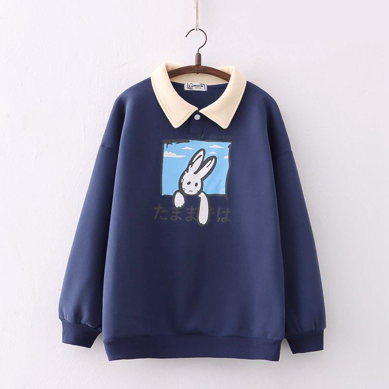 Farewell Bunny Polo Sweatshirt-Enchanted peach