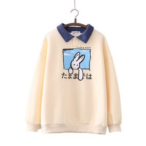 Farewell Bunny Polo Sweatshirt-Enchanted peach