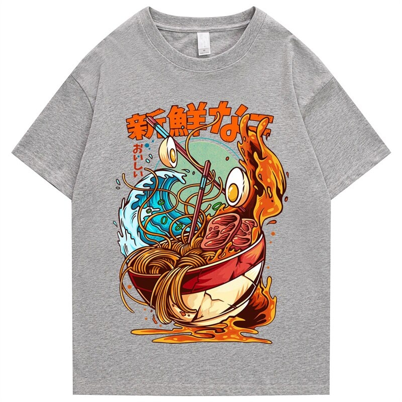 Flaming Hot Wagyu Ramen Unisex Cotton Tee-Enchanted peach