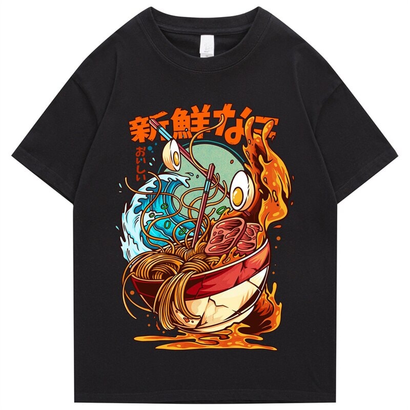 Flaming Hot Wagyu Ramen Unisex Cotton Tee-Enchanted peach