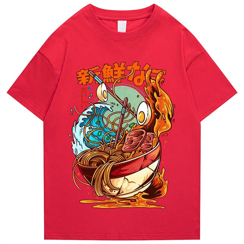 Flaming Hot Wagyu Ramen Unisex Cotton Tee-Enchanted peach