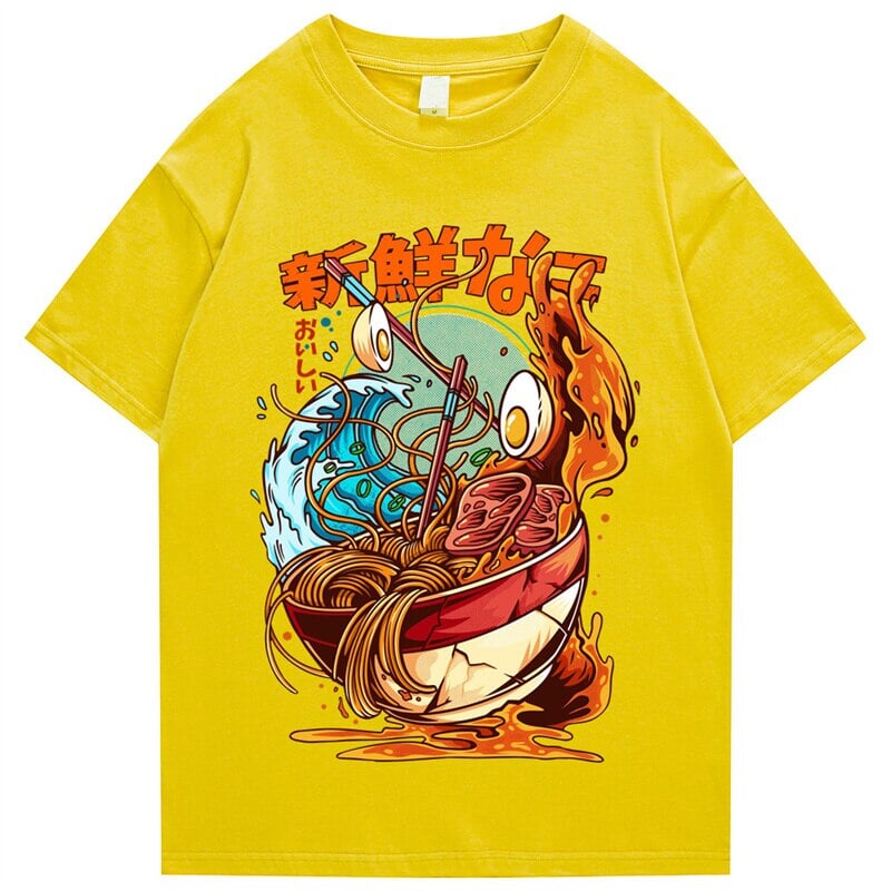 Flaming Hot Wagyu Ramen Unisex Cotton Tee-Enchanted peach