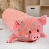 Floral Embroidered Pig Long Snuggle Buddy-Enchanted peach