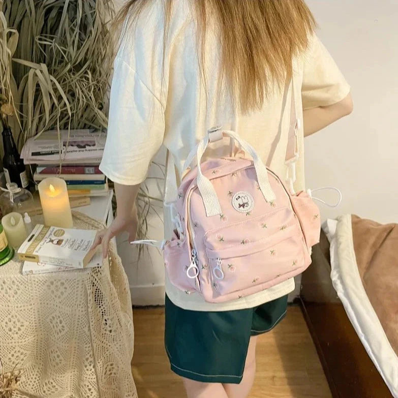 Floral Petite Small Backpack-Enchanted peach