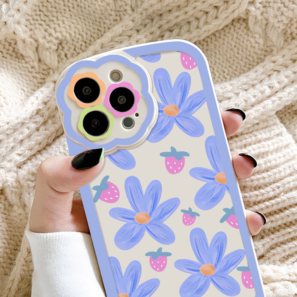 Floral Purple Pink Strawberry iPhone Case-Enchanted peach