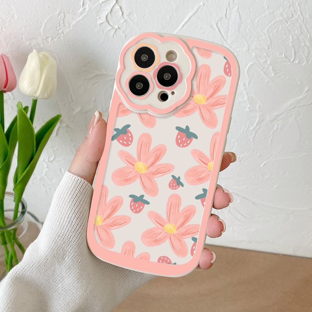 Floral Purple Pink Strawberry iPhone Case-Enchanted peach