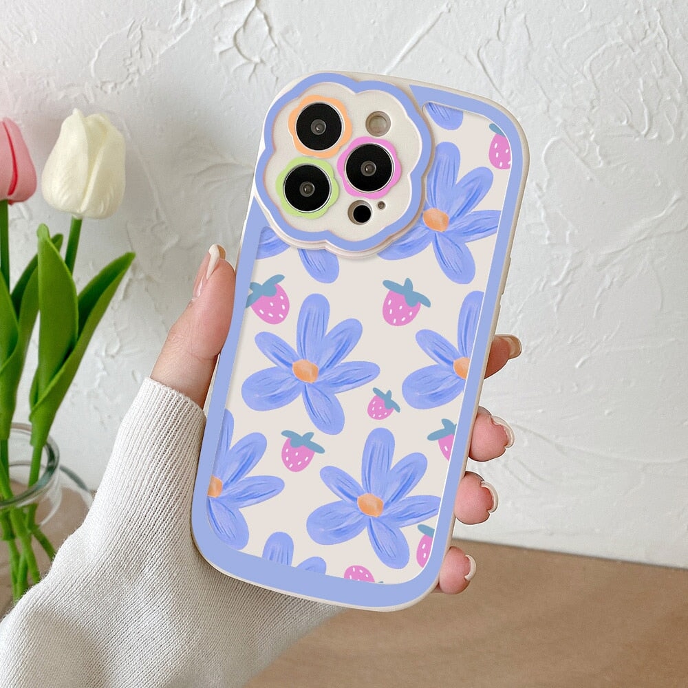 Floral Purple Pink Strawberry iPhone Case-Enchanted peach