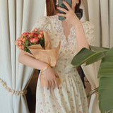 Floral Vintage Lace Cottage Dress-Enchanted peach