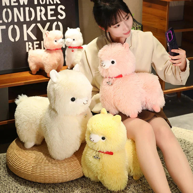 Fluffy Alpaca Llama Plushies with Bell-Enchanted peach