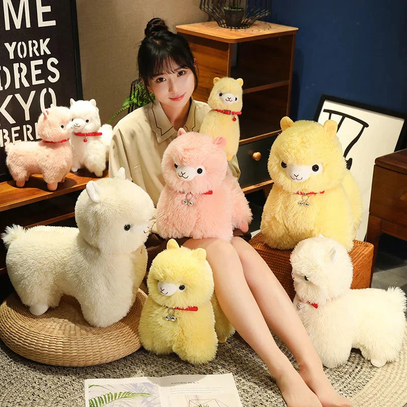 Fluffy Alpaca Llama Plushies with Bell-Enchanted peach