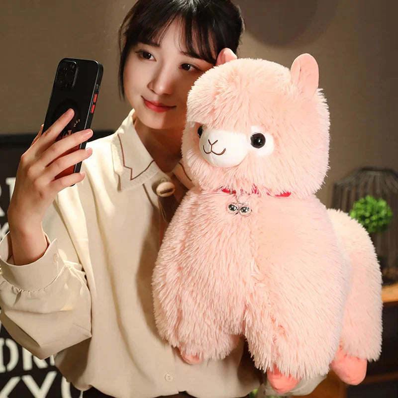 Fluffy Alpaca Llama Plushies with Bell-Enchanted peach