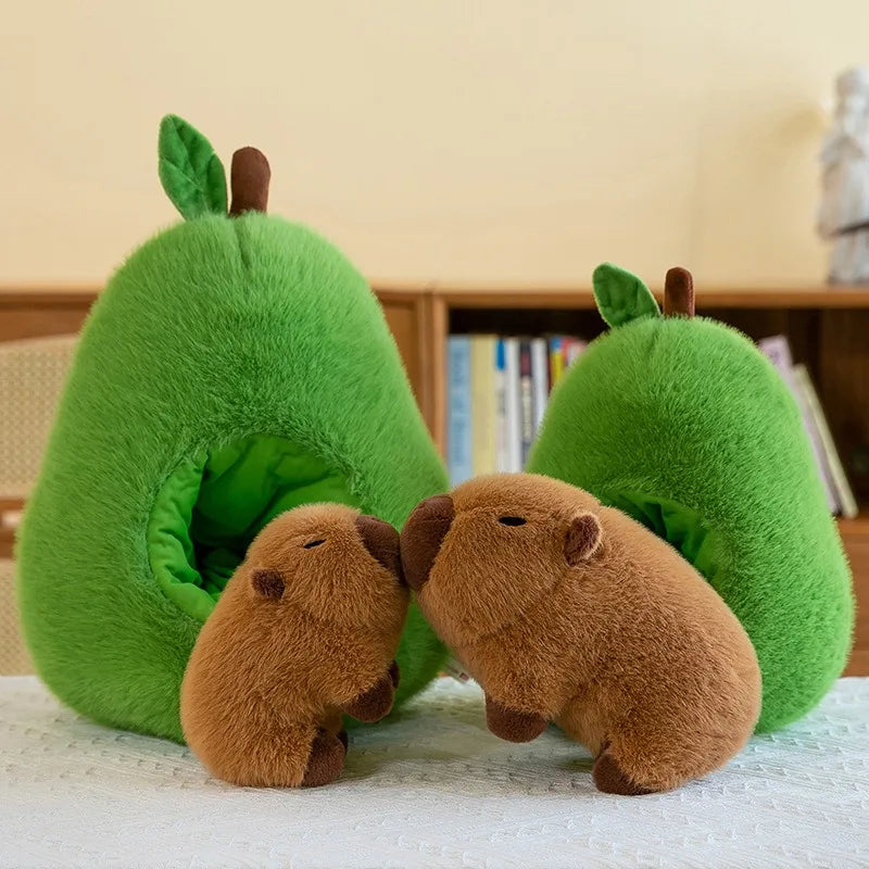 Fluffy Avocado Capybara Plushie-Enchanted peach