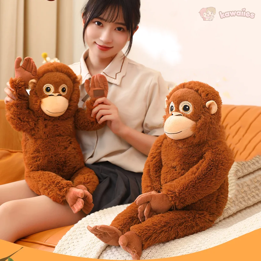 Fluffy Baby Orangutan Monkey Plushie-Enchanted peach