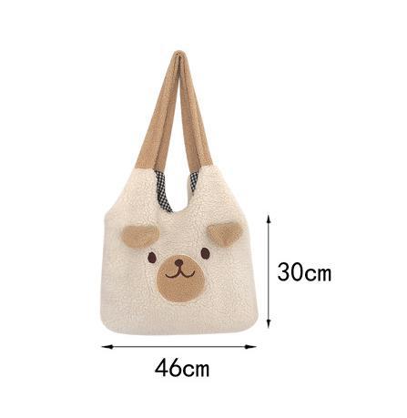 Fluffy Bear Tote Bag with Small Ears-Enchanted peach