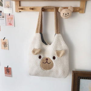 Fluffy Bear Tote Bag with Small Ears-Enchanted peach