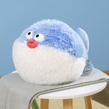 Fluffy Blue Pink Puffer Fish Plushie-Enchanted peach