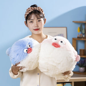 Fluffy Blue Pink Puffer Fish Plushie-Enchanted peach