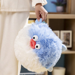 Fluffy Blue Pink Puffer Fish Plushie-Enchanted peach