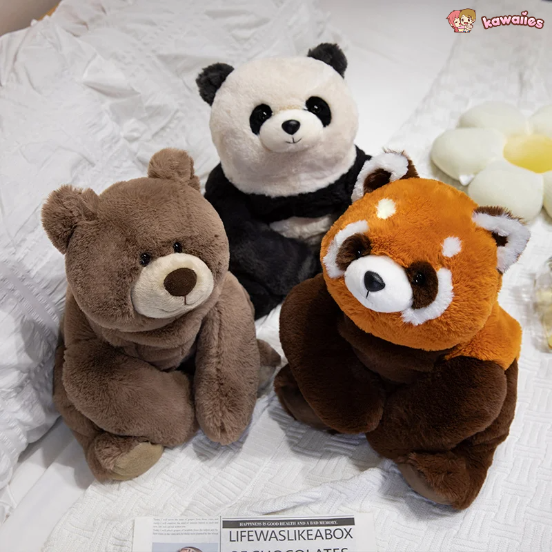 Fluffy Brown Bear Panda Red Panda Plushies-Enchanted peach