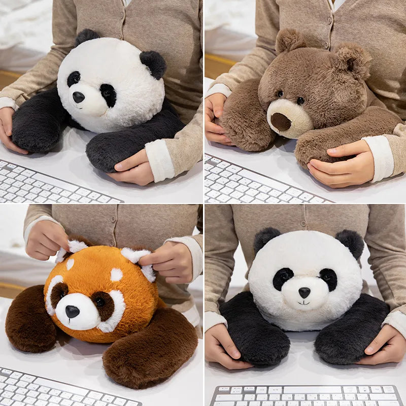 Fluffy Brown Bear Panda Red Panda Plushies-Enchanted peach