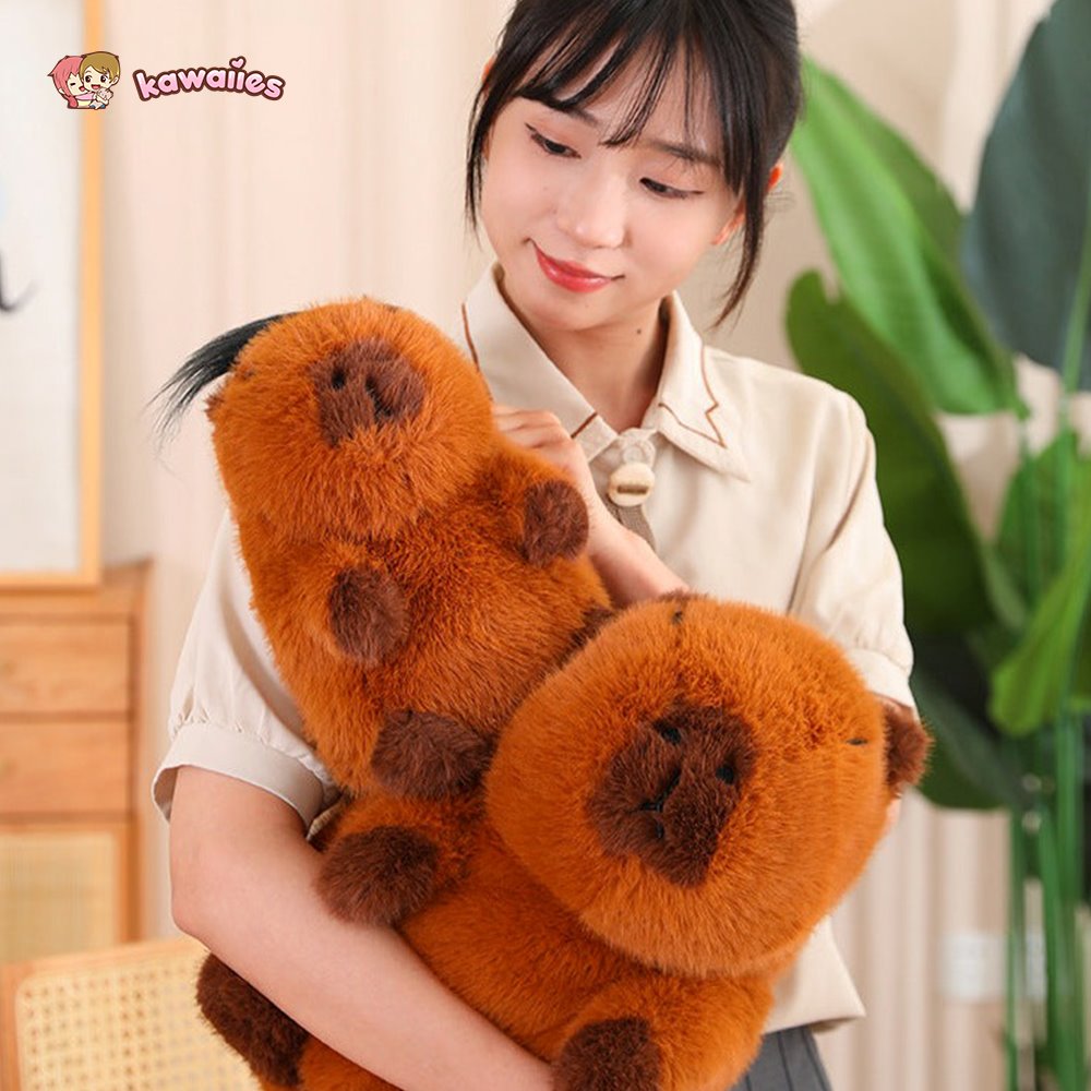 Fluffy Brown Capybara Plushie-Enchanted peach