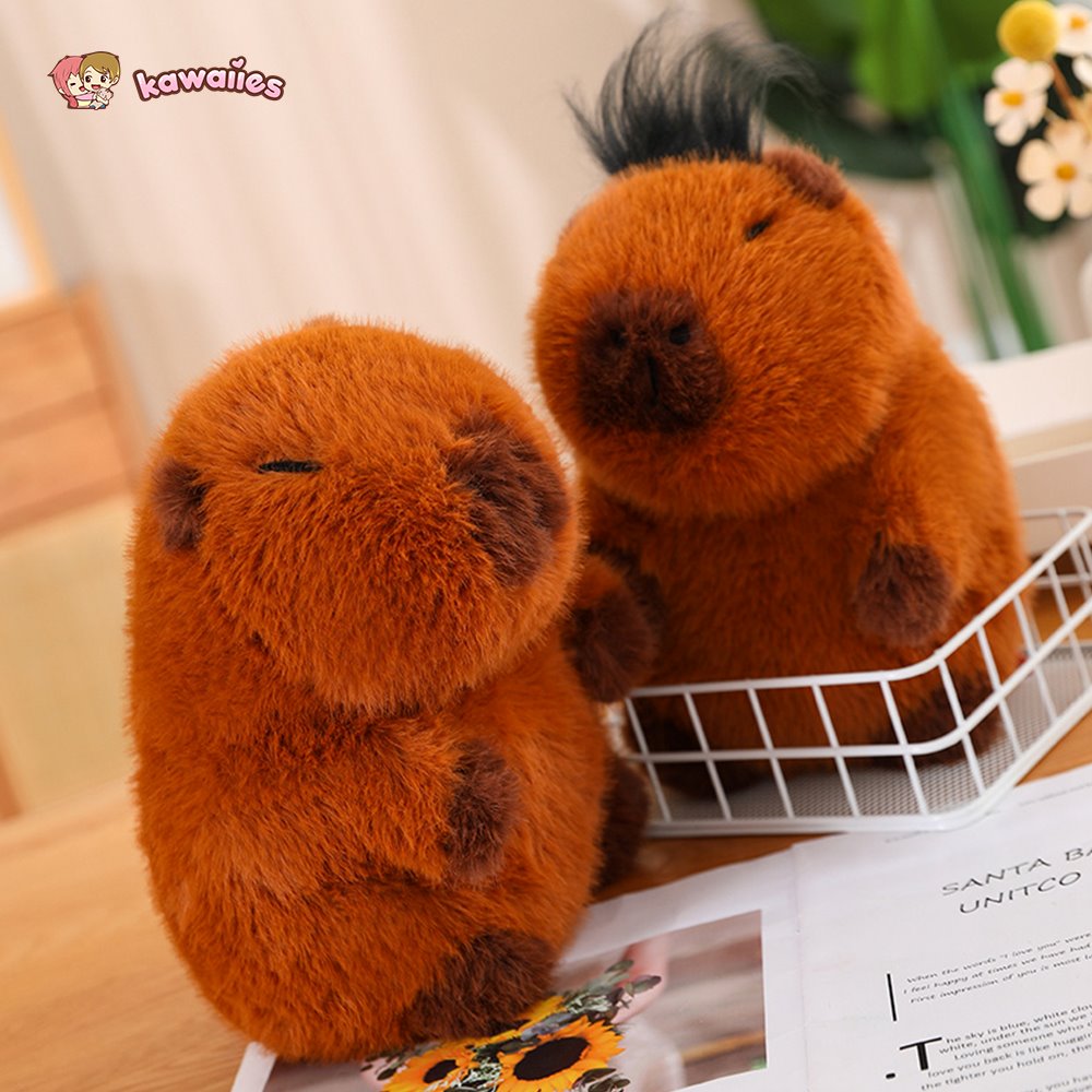 Fluffy Brown Capybara Plushie-Enchanted peach