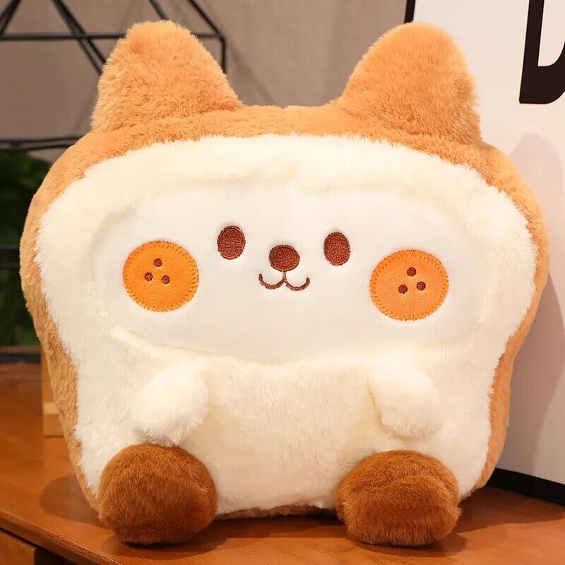 Fluffy Bunny Dog Chicken Toastie Bread Plushie-Enchanted peach