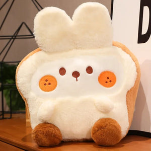 Fluffy Bunny Dog Chicken Toastie Bread Plushie-Enchanted peach