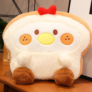 Fluffy Bunny Dog Chicken Toastie Bread Plushie-Enchanted peach