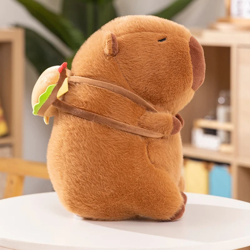 Fluffy Capybara Burger Bag Plushies-Enchanted peach