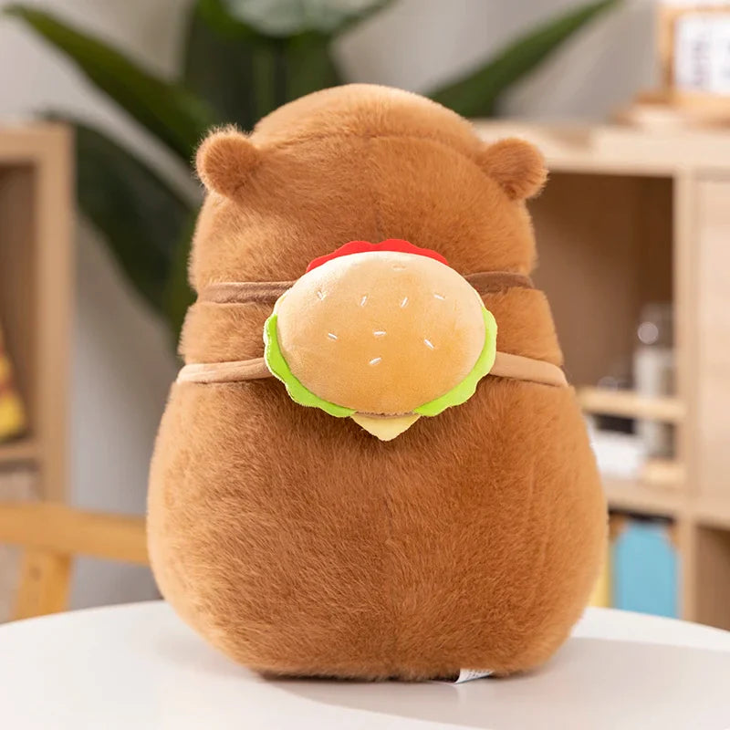 Fluffy Capybara Burger Bag Plushies-Enchanted peach