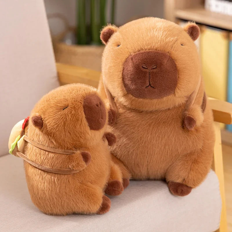 Fluffy Capybara Burger Bag Plushies-Enchanted peach