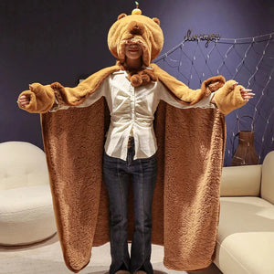 Fluffy Capybara Cloak Hooded Blanket Cape-Enchanted peach