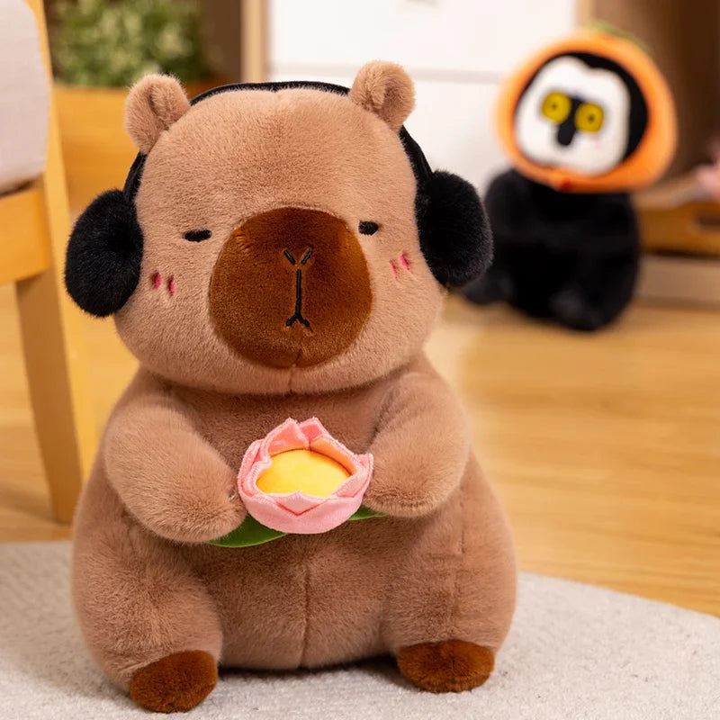 Fluffy Capybara & Monkey Plushie Pals-Enchanted peach