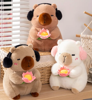 Fluffy Capybara & Monkey Plushie Pals-Enchanted peach