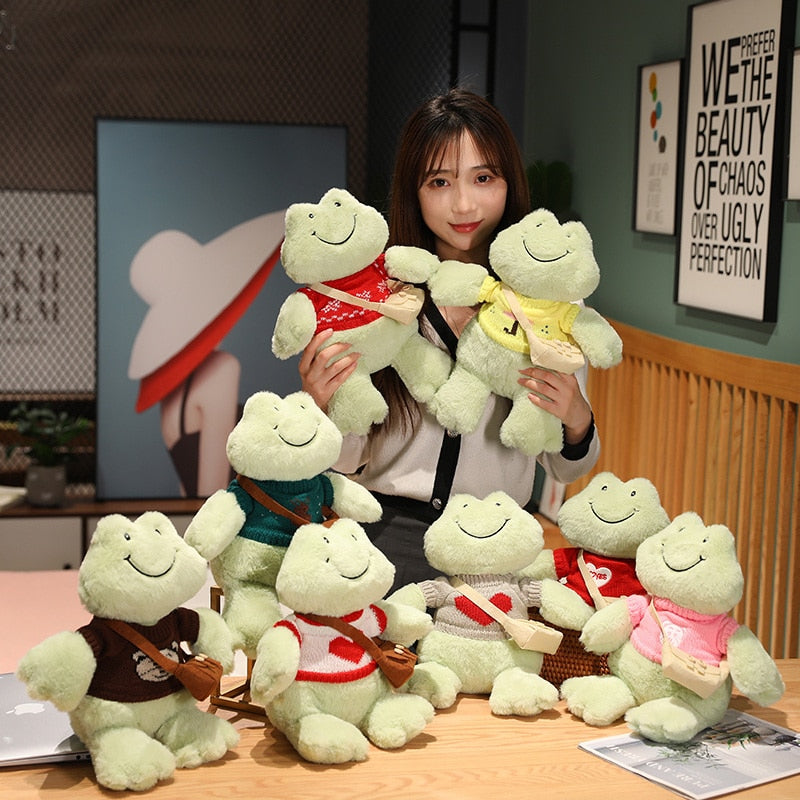 Fluffy Cheerful Frog Plushie Collection-Enchanted peach