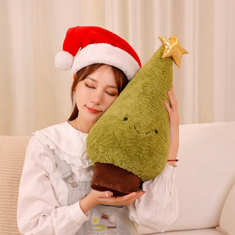 Fluffy Christmas Tree Reindeer Plushie-Enchanted peach