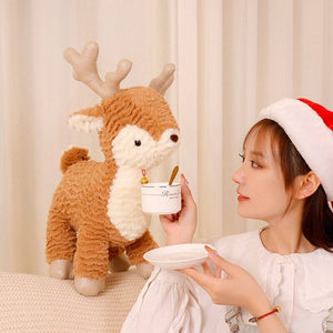 Fluffy Christmas Tree Reindeer Plushie-Enchanted peach