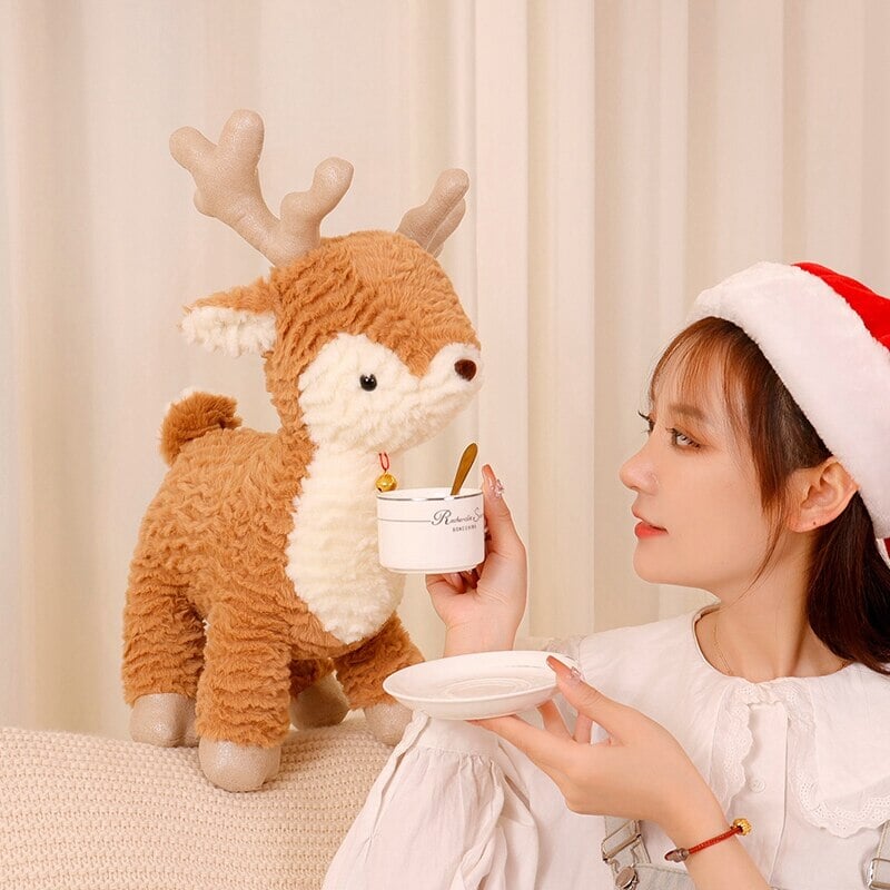 Fluffy Christmas Tree Reindeer Plushie-Enchanted peach