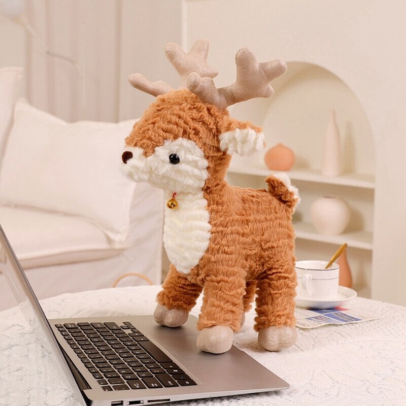 Fluffy Christmas Tree Reindeer Plushie-Enchanted peach