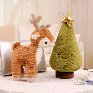 Fluffy Christmas Tree Reindeer Plushie-Enchanted peach