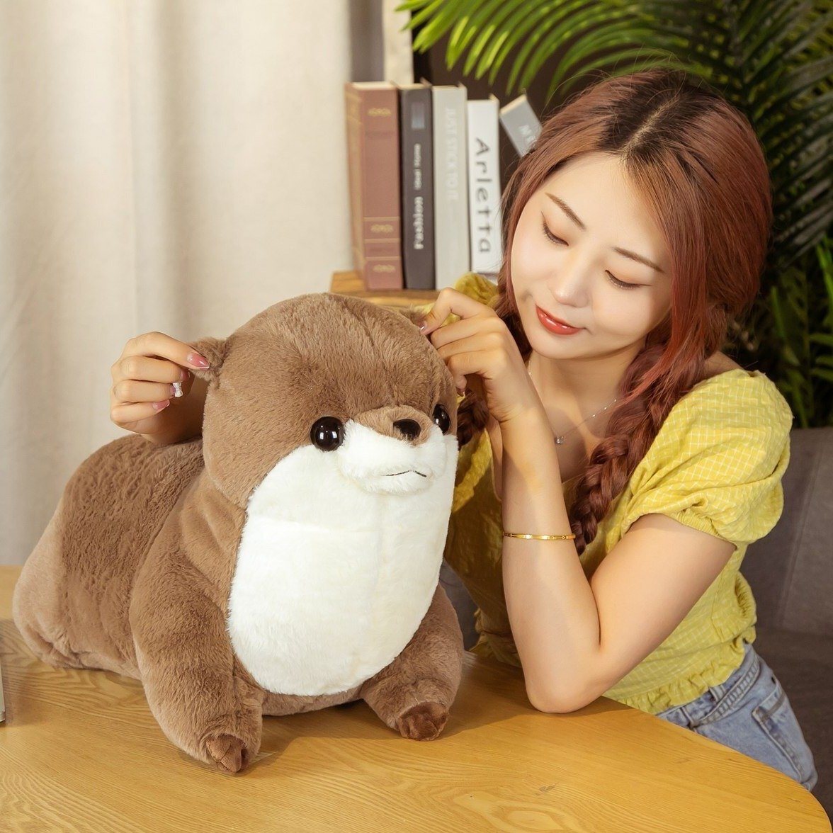 Fluffy Chubby Otter Plushies-Enchanted peach