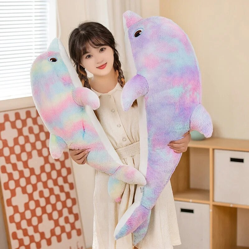 Fluffy Galaxy Dolphin Plushies-Enchanted peach