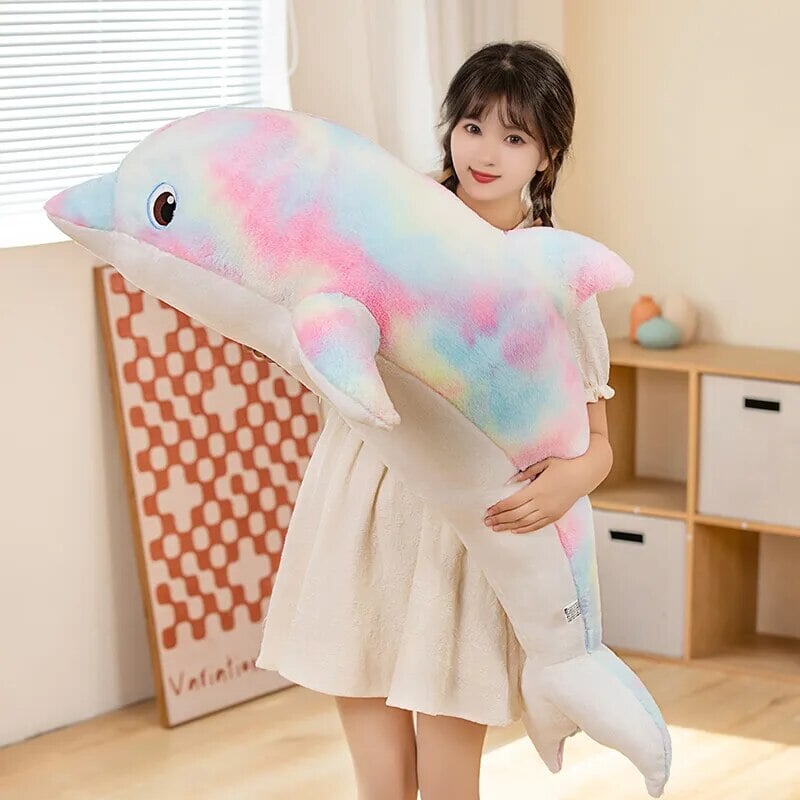 Fluffy Galaxy Dolphin Plushies-Enchanted peach