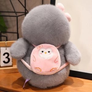 Fluffy Gray Penguin Plushie with Turtle Backpack-Enchanted peach