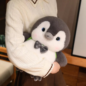 Fluffy Gray Penguin Plushie with Turtle Backpack-Enchanted peach