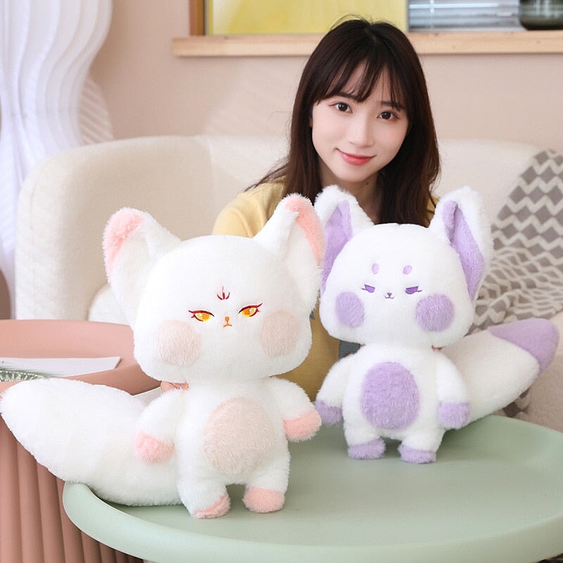 Fluffy Huge Tail Kawaii Fox Plushies-Enchanted peach